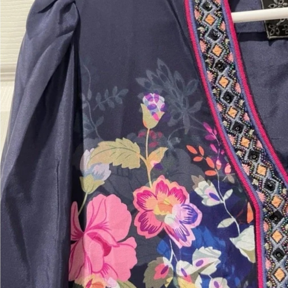 Johnny Was Embroidered jewled VALERIA SILK MAXI DRESS NWT - Picture 12 of 13